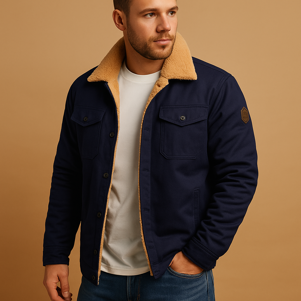 Winter Bomber Jacket with Ribbed Trims