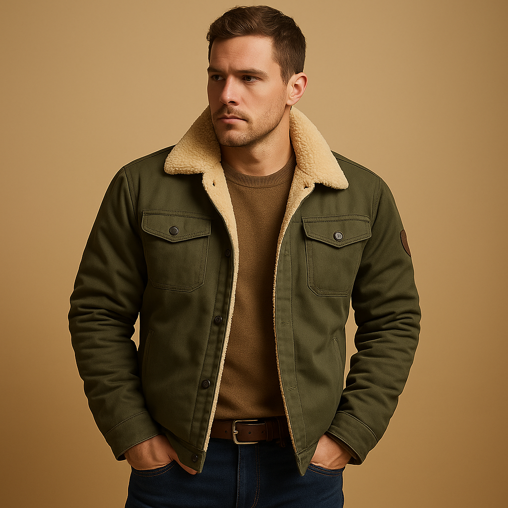Winter Bomber Jacket with Ribbed Trims