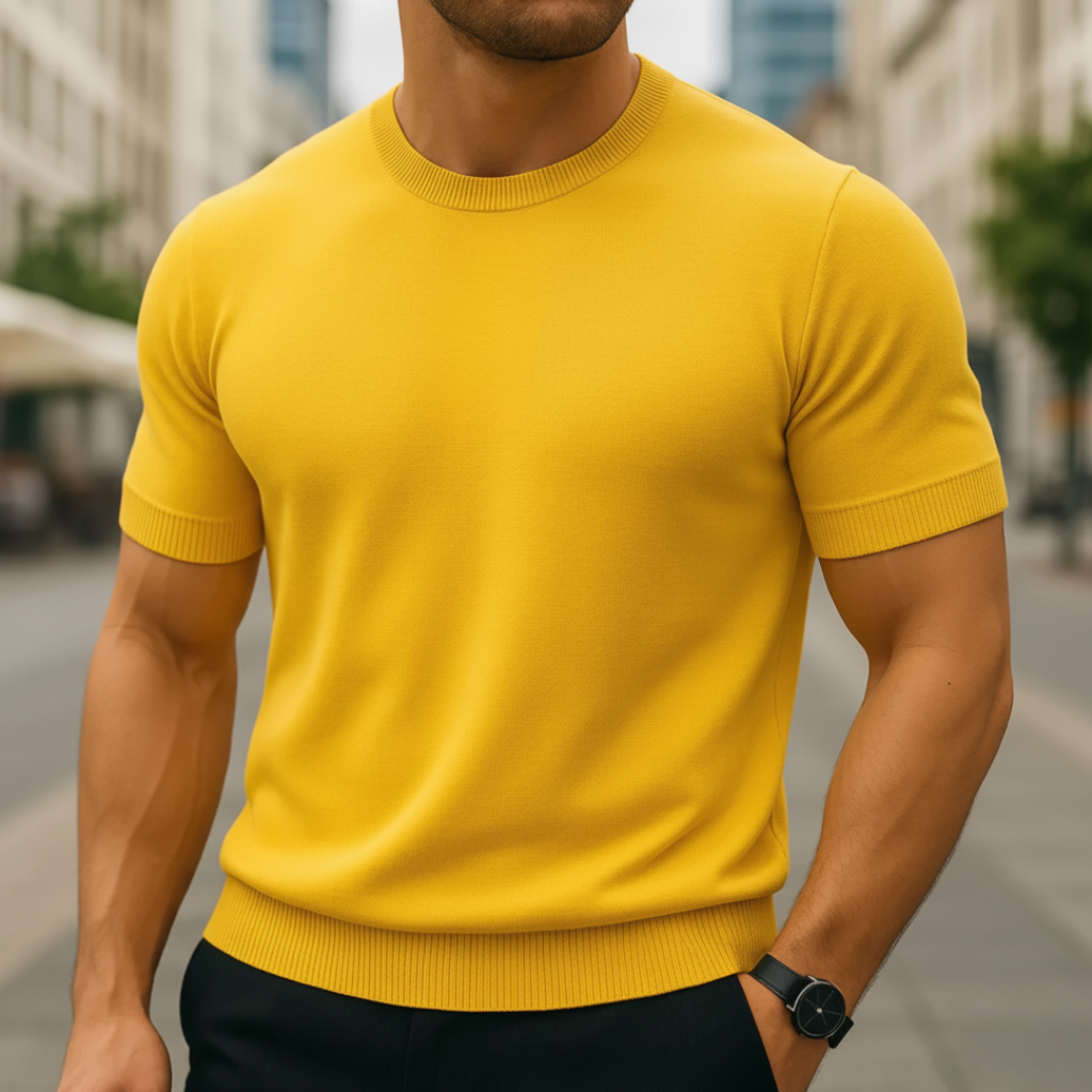 Men’s Short-Sleeve Cashmere Sweater